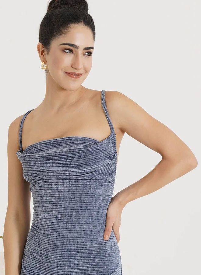 PRIZO PRIZO Self Design Gathered Tie-Up Detail Bodycon Dress